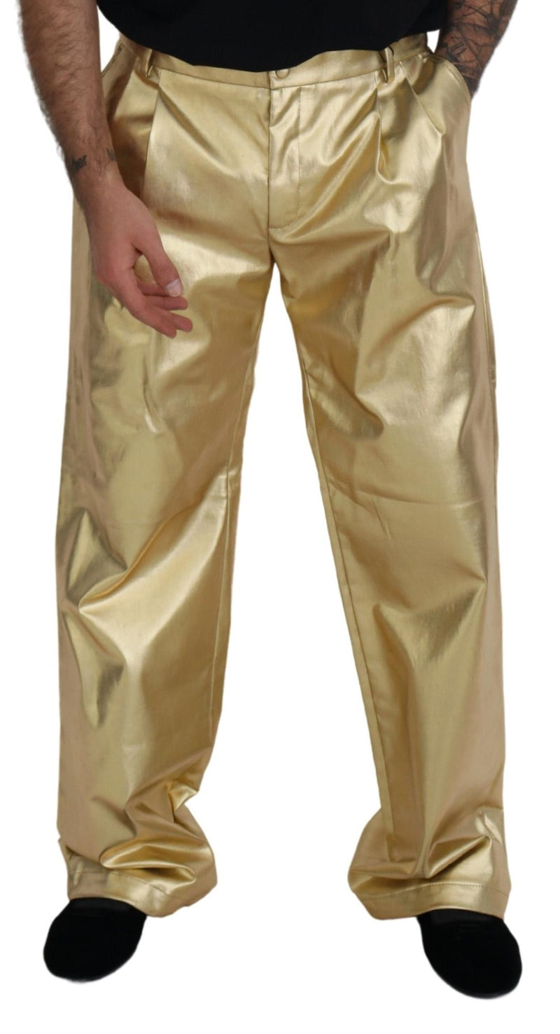 Dolce & Gabbana Elegant Gold Cotton Stretch Pants