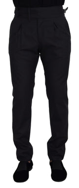 Dolce & Gabbana Elegant Dark Grey Wool Silk Pants