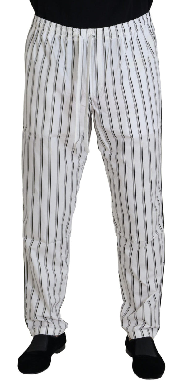 Dolce & Gabbana Elegant White Striped Pajama Pants