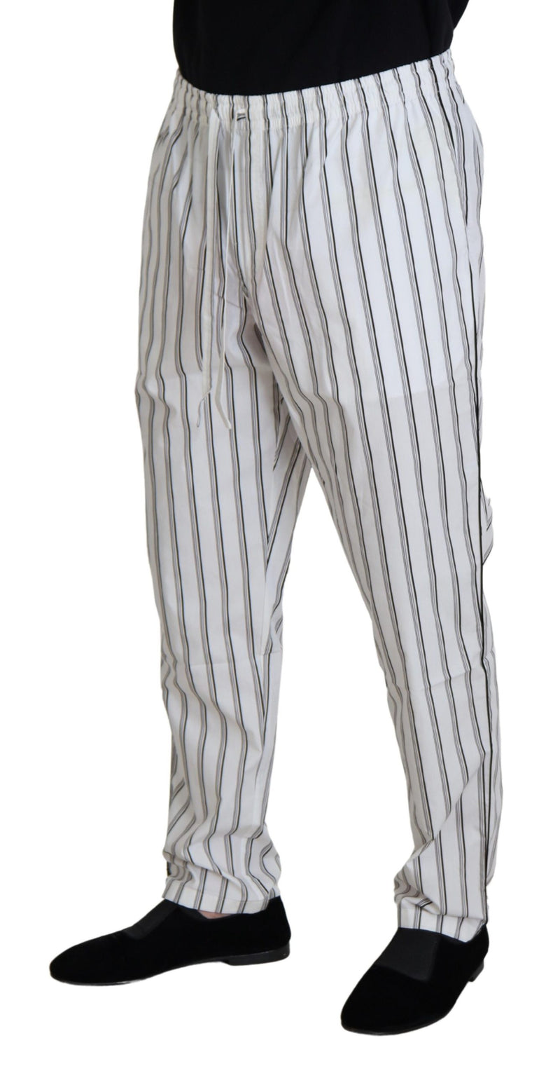 Dolce & Gabbana Elegant White Striped Pajama Pants