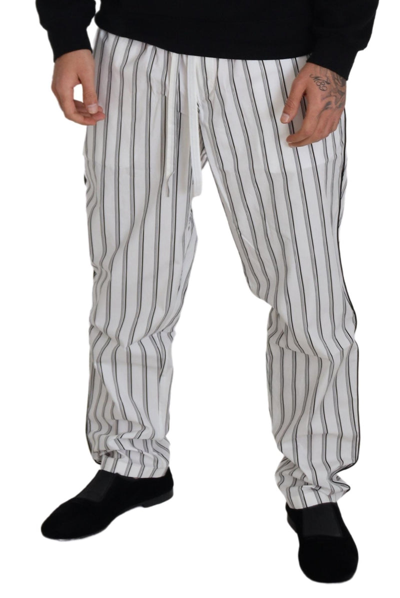 Dolce & Gabbana Elegant White Striped Pajama Pants