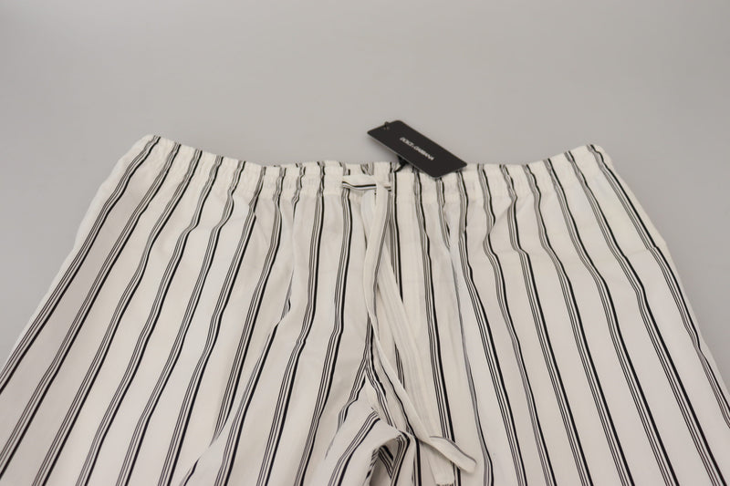 Dolce & Gabbana Elegant White Striped Pajama Pants