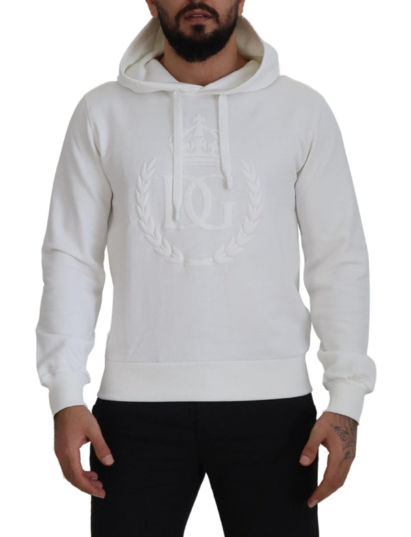 Dolce & Gabbana Elegant White Hooded Pullover Sweater