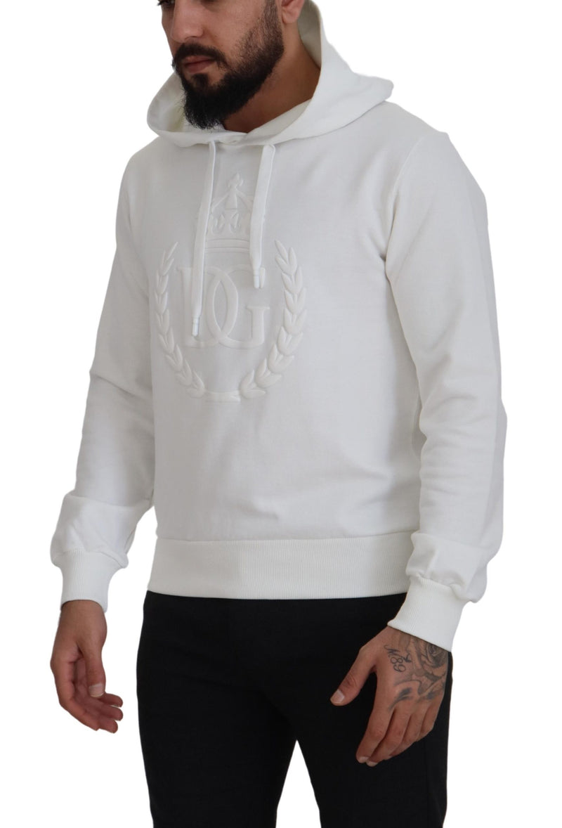 Dolce & Gabbana Elegant White Hooded Pullover Sweater