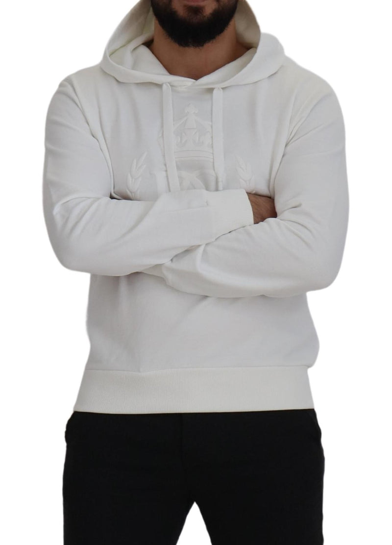 Dolce & Gabbana Elegant White Hooded Pullover Sweater