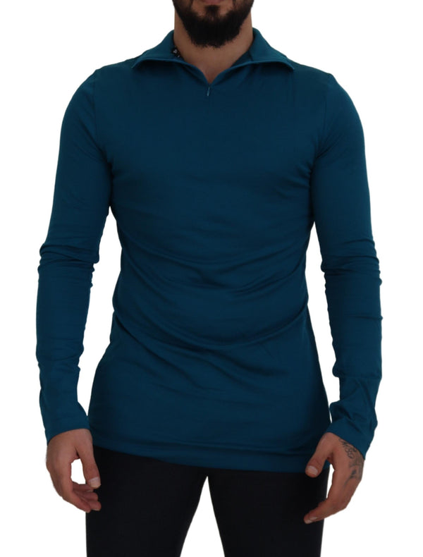 Dolce & Gabbana Elegant Blue Cotton Pullover Sweater