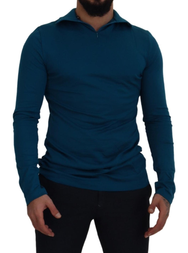 Dolce & Gabbana Elegant Blue Cotton Pullover Sweater