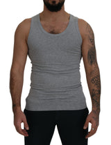 Dolce & Gabbana Sleek Sleeveless Grey Cotton Tank Top