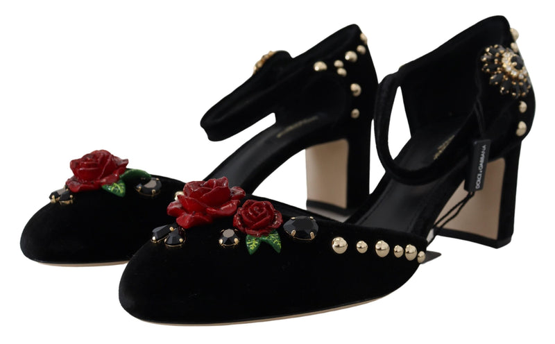 Dolce & Gabbana Elegant Floral Embellished Heels Sandals