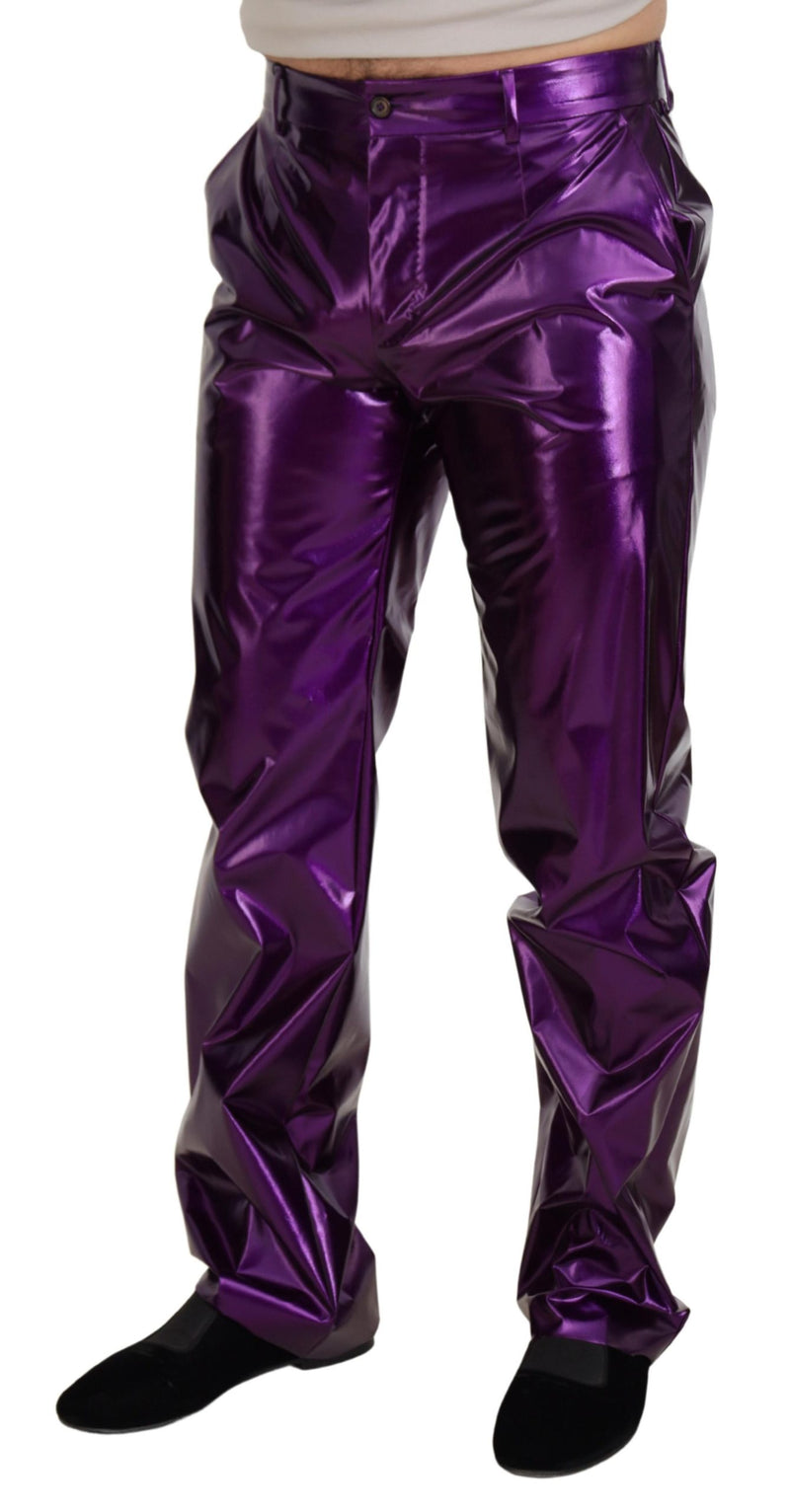 Dolce & Gabbana Elegant Shining Purple Straight Fit Pants