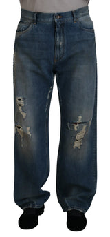 Dolce & Gabbana Stunning Tattered Denim Italian Jeans