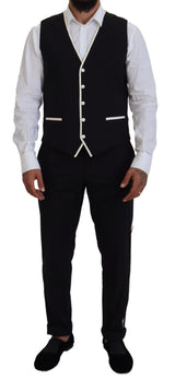 Dolce & Gabbana Elegant Black and White Slim Fit Three Piece Suit