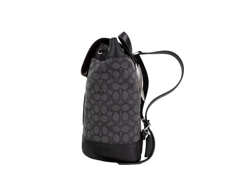 COACH Dempsey Black Smoke Signature Jacquard Canvas Logo Patch Backpack