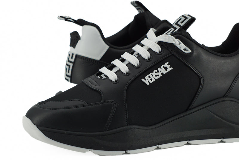 Versace Sleek Black Leather Medusa Sneakers