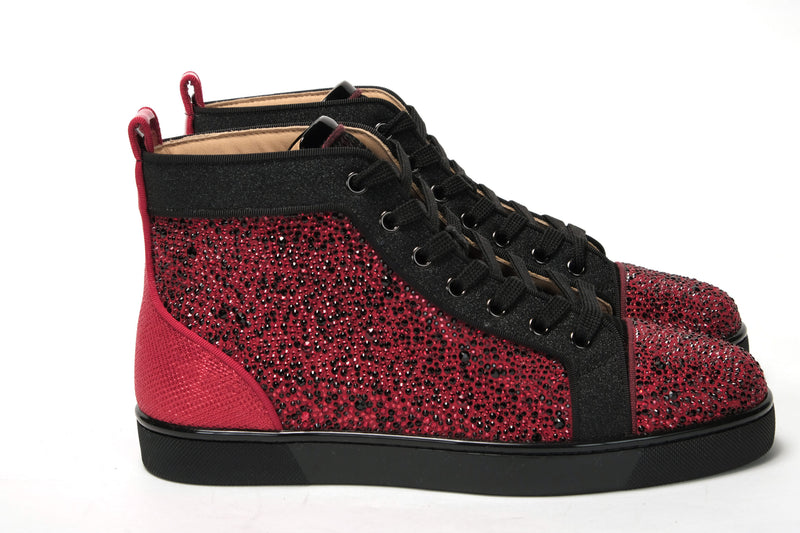 Christian Louboutin Red Black Louis Junior Spikes  Sneaker Shoes