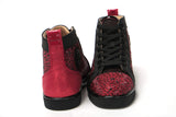 Christian Louboutin Red Black Louis Junior Spikes  Sneaker Shoes