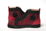 Christian Louboutin Red Black Louis Junior Spikes  Sneaker Shoes