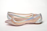 Christian Louboutin Silver Rose Flat Point Crystals Toe Shoe