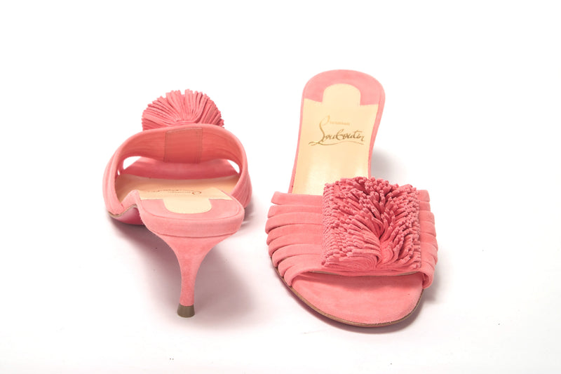 Christian Louboutin Operette Salmon Strappy Kitten Heel sandal