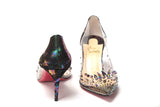 Christian Louboutin Black Pearlescent Heel Pvc Spikes Sandal