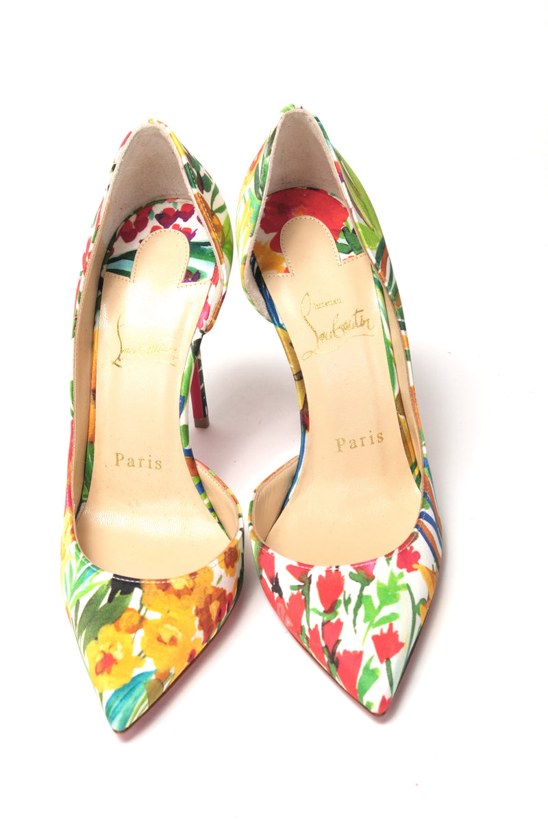 Christian Louboutin Multicolor Flower Printed High Heels Pumps Shoes