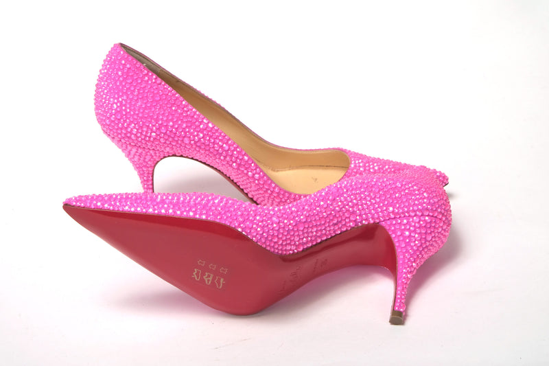 Christian Louboutin Hot Pink Embellished High Heels Pumps