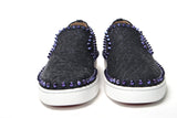 Christian Louboutin Navy/Electro Met Pik Boat Flat Shoes