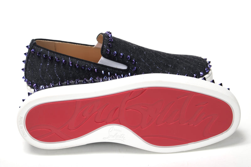 Christian Louboutin Navy/Electro Met Pik Boat Flat Shoes