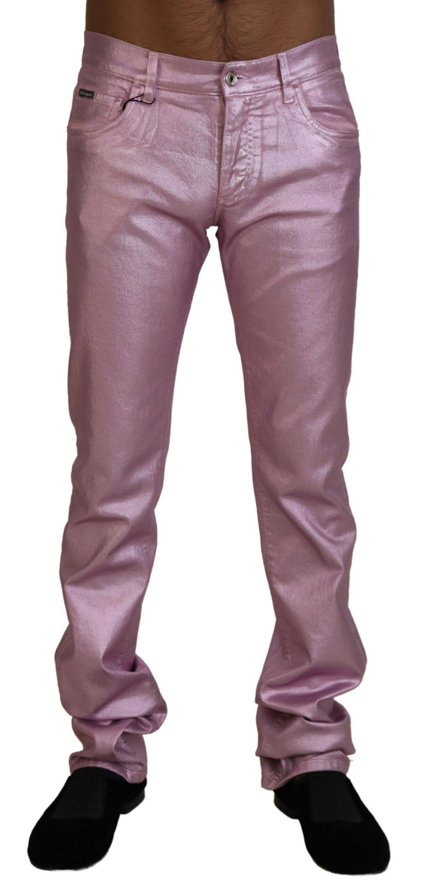 Dolce & Gabbana Metallic Pink Loose Denim Jeans