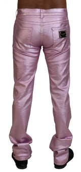 Dolce & Gabbana Metallic Pink Loose Denim Jeans