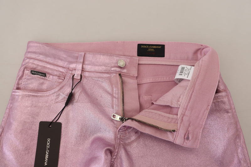 Dolce & Gabbana Metallic Pink Loose Denim Jeans