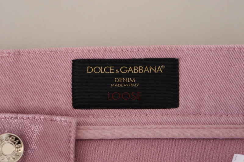 Dolce & Gabbana Metallic Pink Loose Denim Jeans