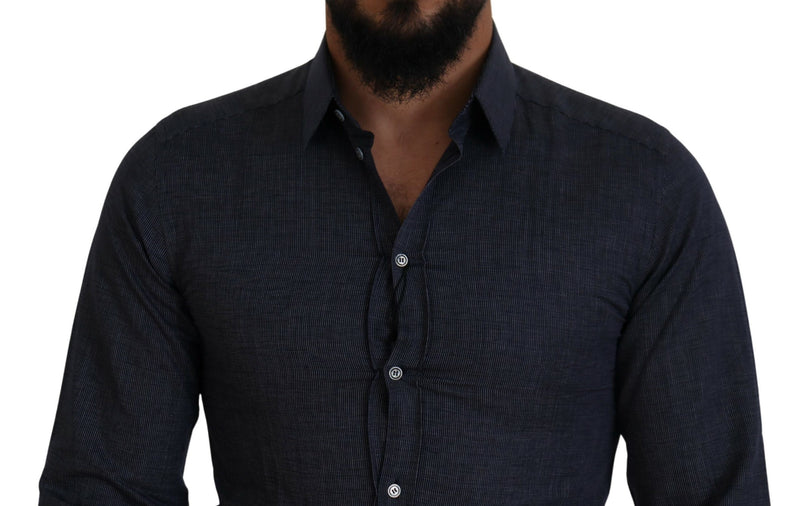 Dolce & Gabbana Elegant Slim Fit Dark Blue Dress Shirt