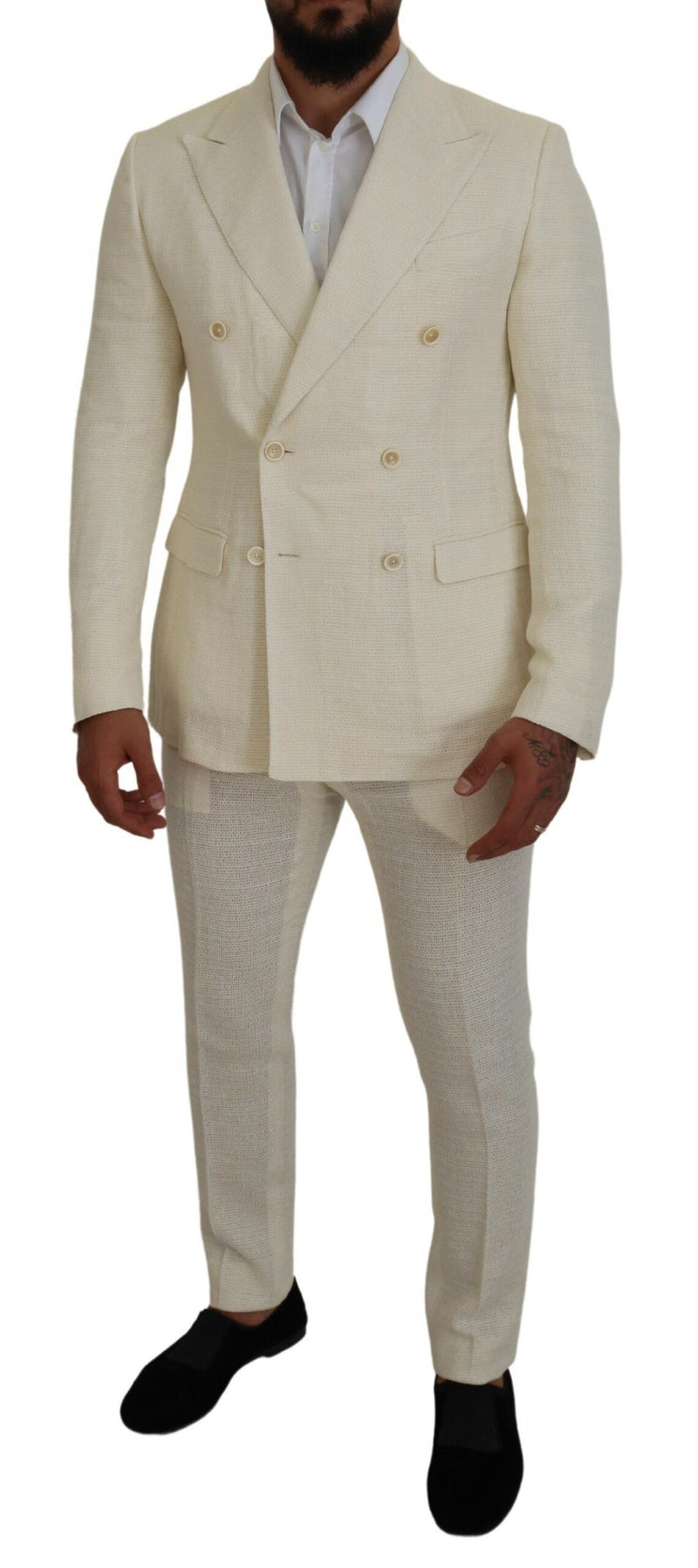 Dolce & Gabbana Elegant Off White Silk-Blend Suit