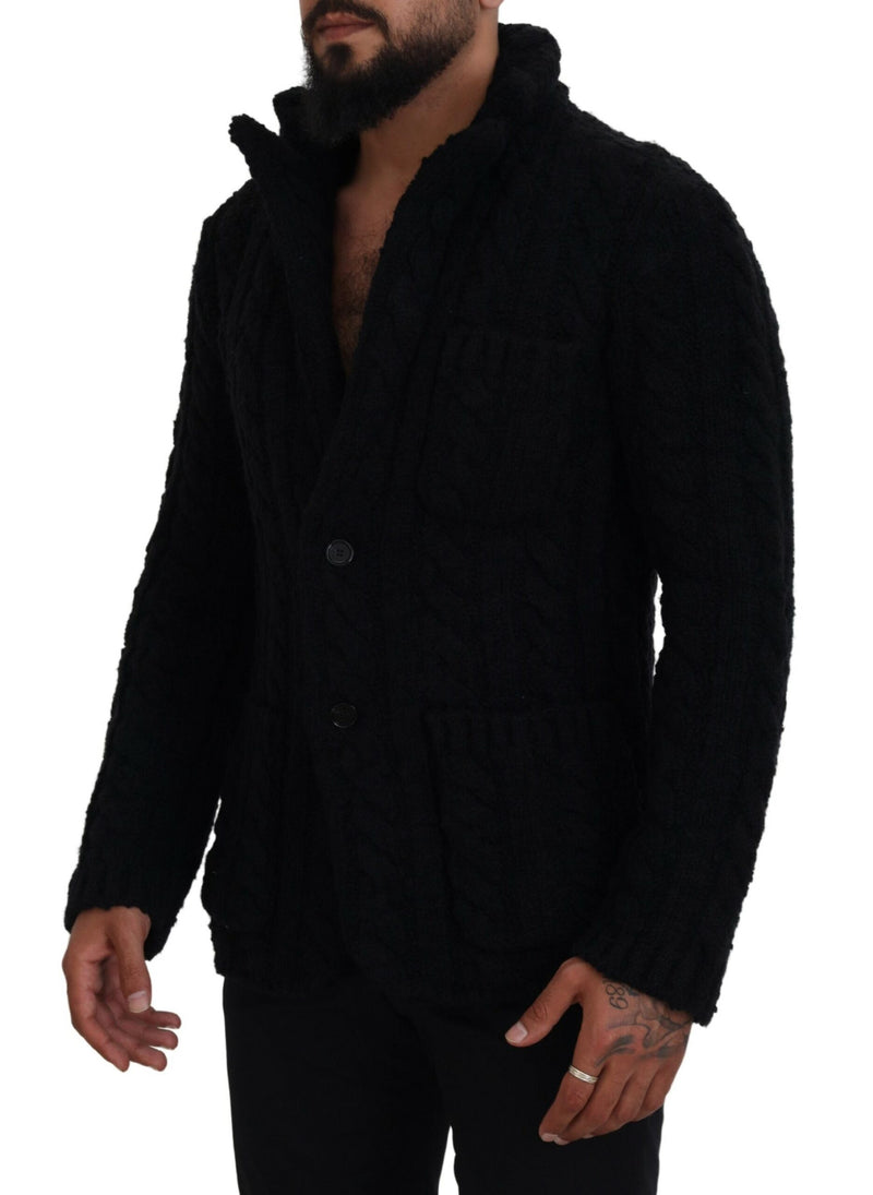 Dolce & Gabbana Elegant Black Wool-Cashmere Blend Cardigan