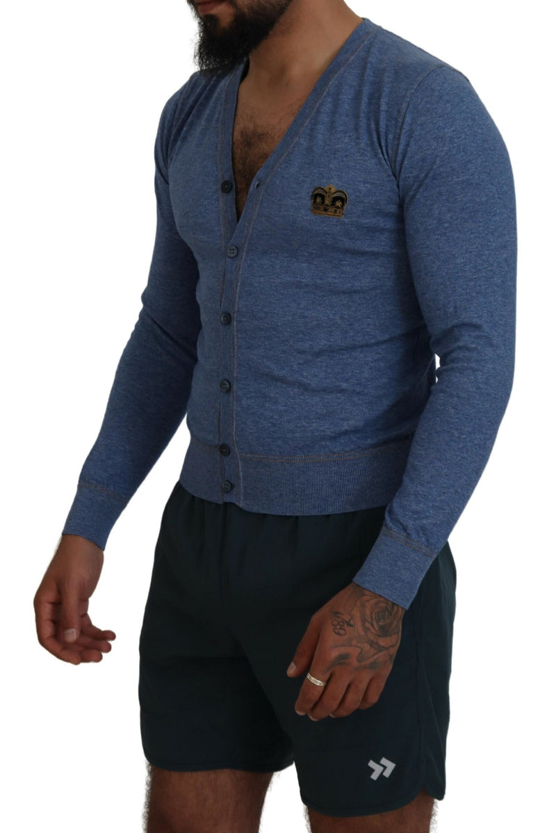 Dolce & Gabbana Elegant Blue Cotton Cardigan Sweater