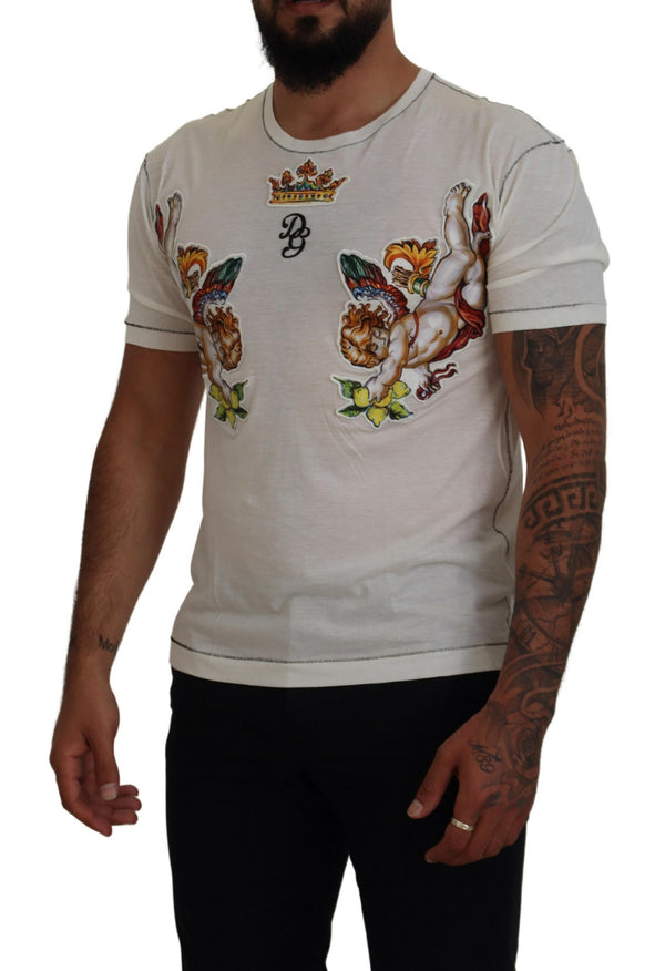 Dolce & Gabbana Elegant White Cotton-Silk Blend Tee