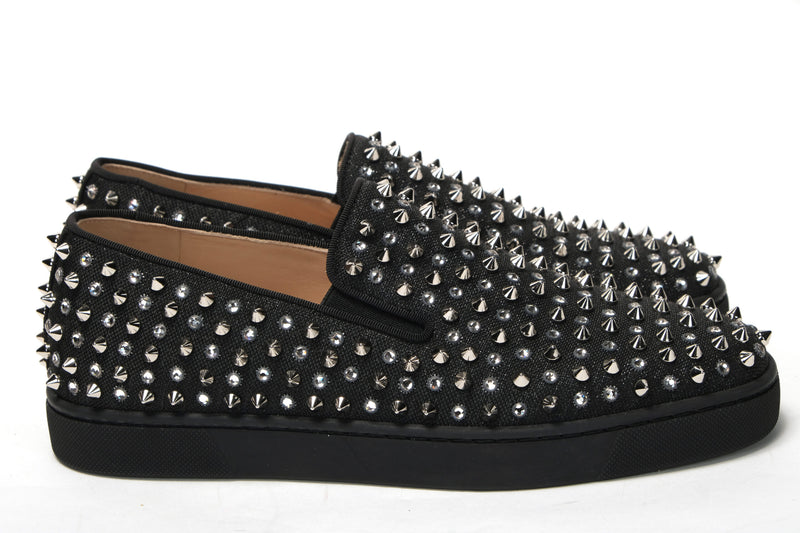 Christian Louboutin Black/Crystal Sv Version Roller 1c1s Flat Shoes