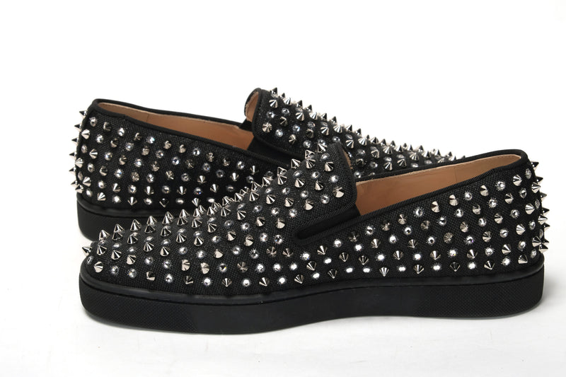 Christian Louboutin Black/Crystal Sv Version Roller 1c1s Flat Shoes