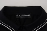 Dolce & Gabbana Elegant Black Silk Polo T-Shirt with White Detailing