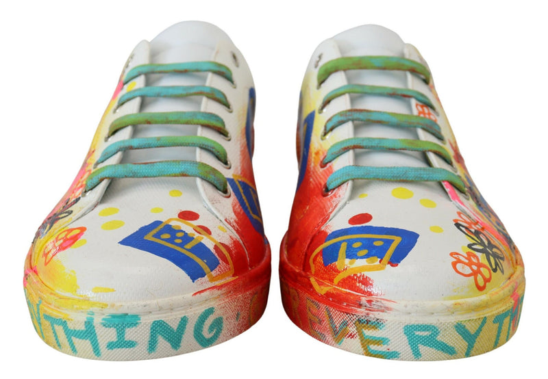 Dolce & Gabbana Multicolor Handpainted Low Top Leather Sneakers