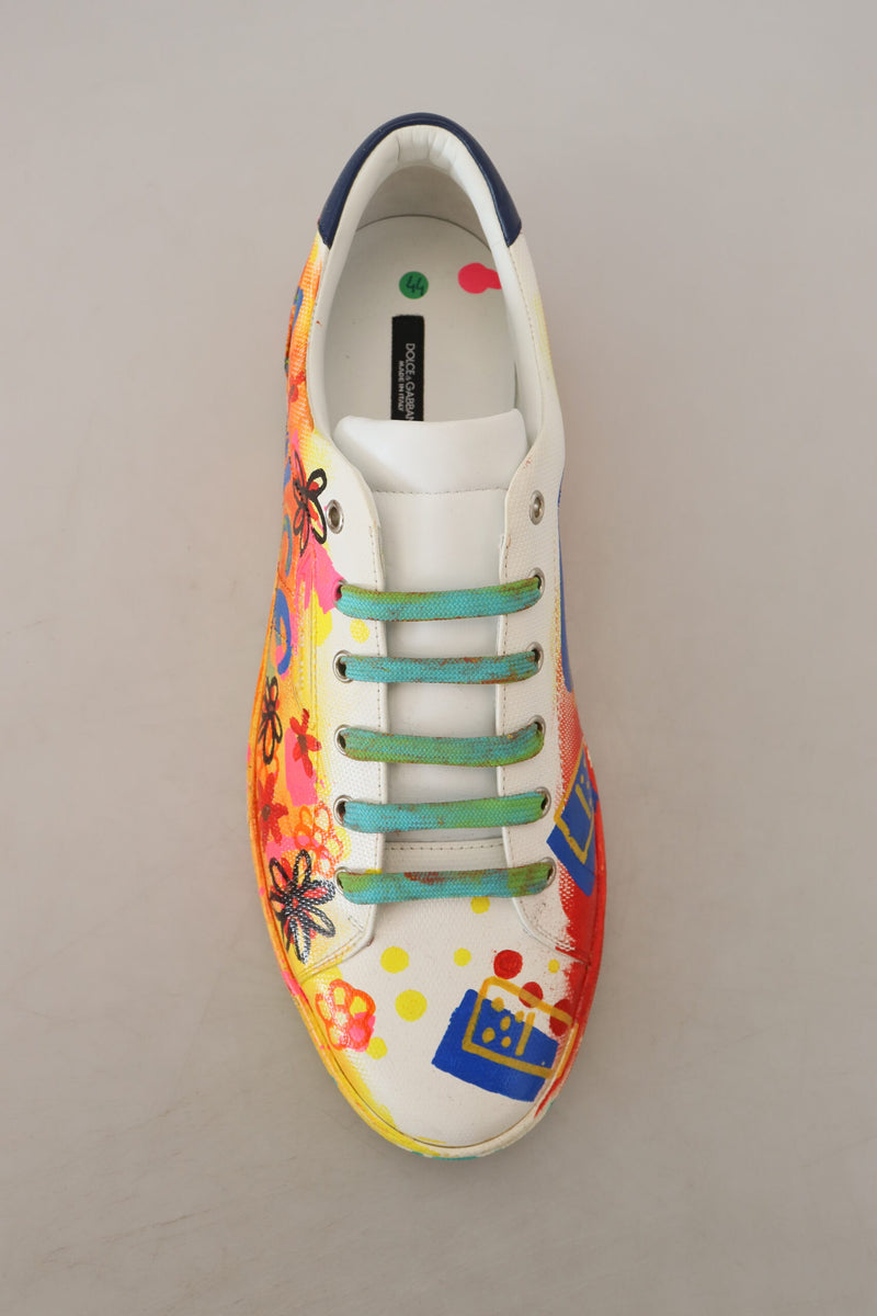 Dolce & Gabbana Multicolor Handpainted Low Top Leather Sneakers