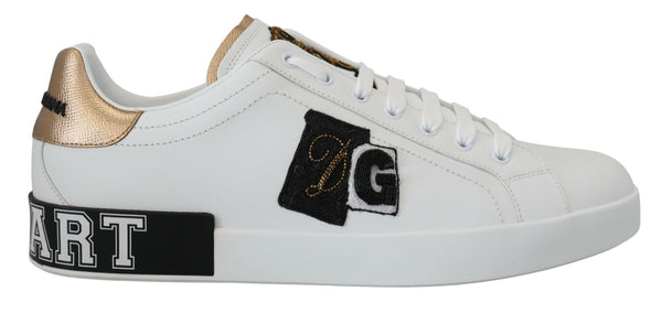 Dolce & Gabbana Regal Gold-Accent Leather Sneakers