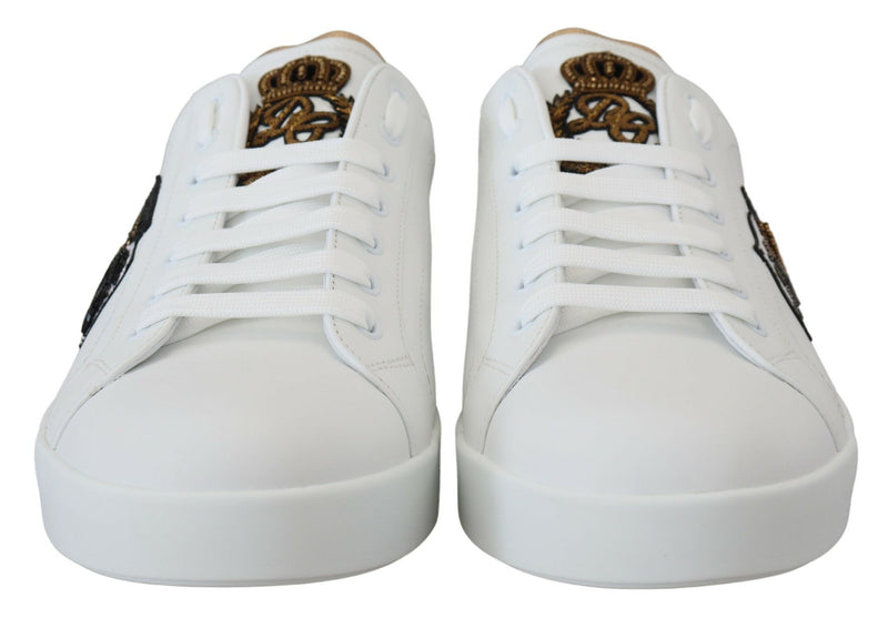 Dolce & Gabbana Regal Gold-Accent Leather Sneakers