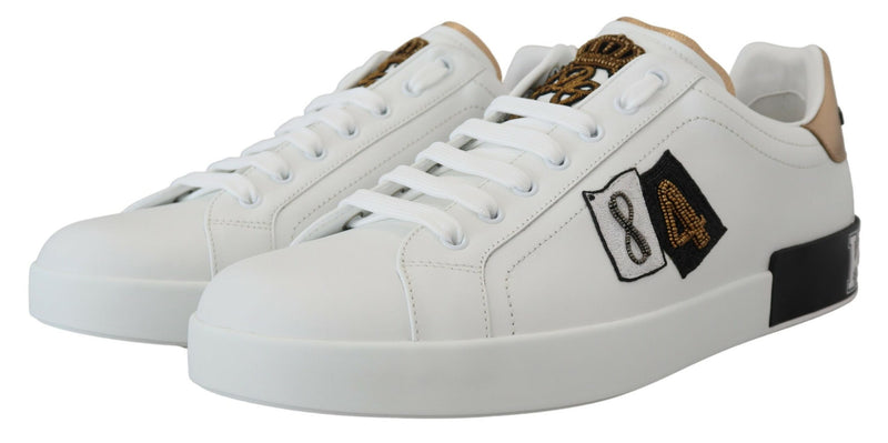 Dolce & Gabbana Regal Gold-Accent Leather Sneakers