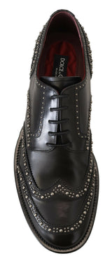 Dolce & Gabbana Elegant Studded Black Derby Shoes