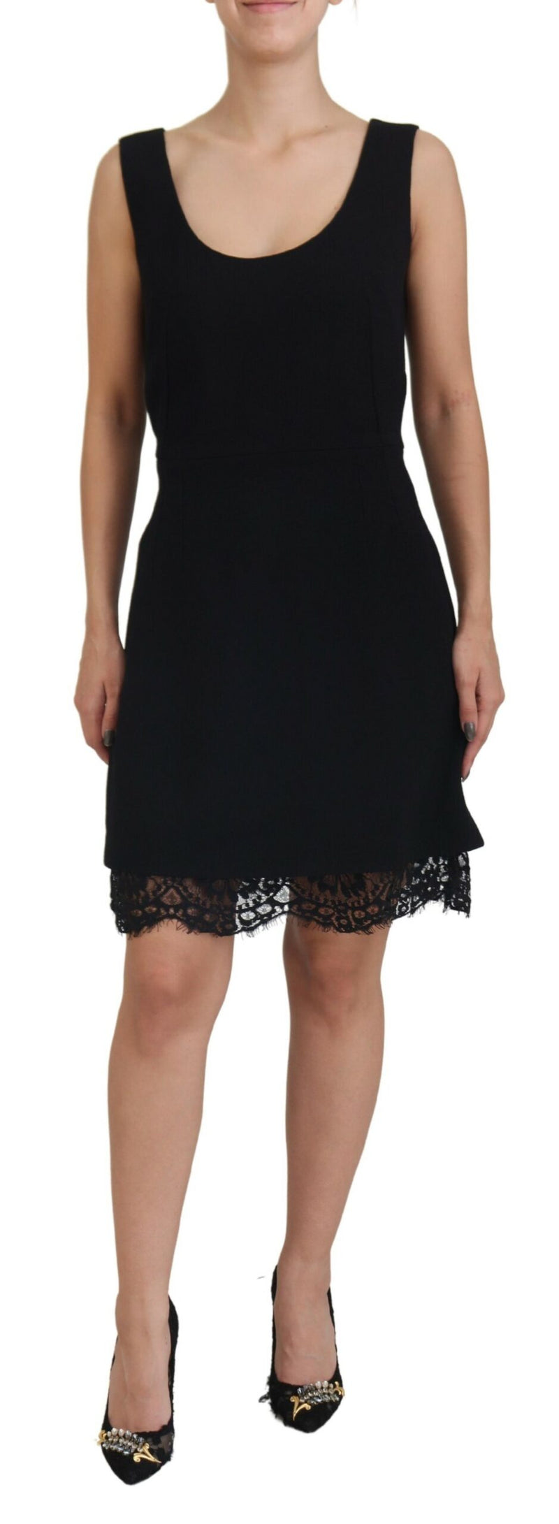 Dolce & Gabbana Elegant Black Lace Detail Mini Dress