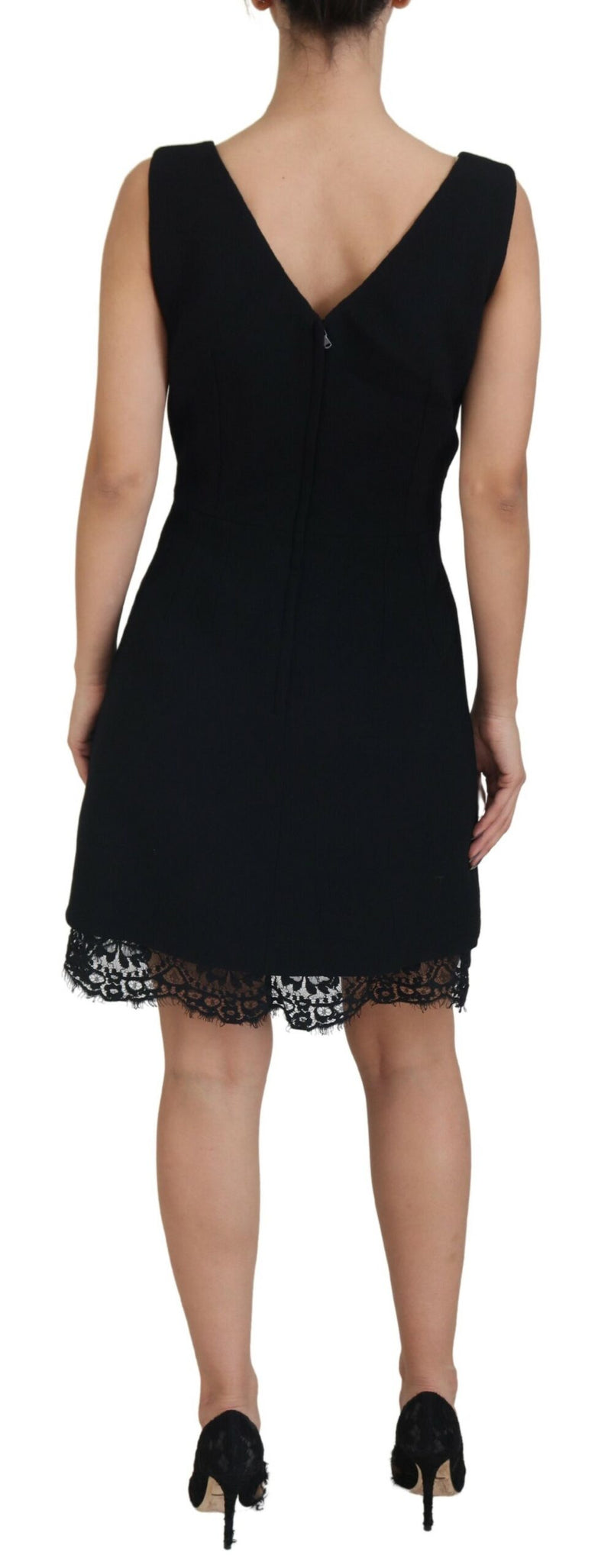 Dolce & Gabbana Elegant Black Lace Detail Mini Dress