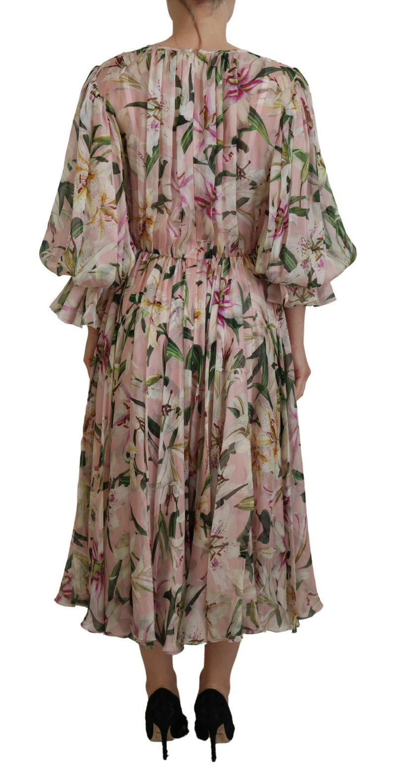 Dolce & Gabbana Floral Silk Maxi Dress with Back Zipper