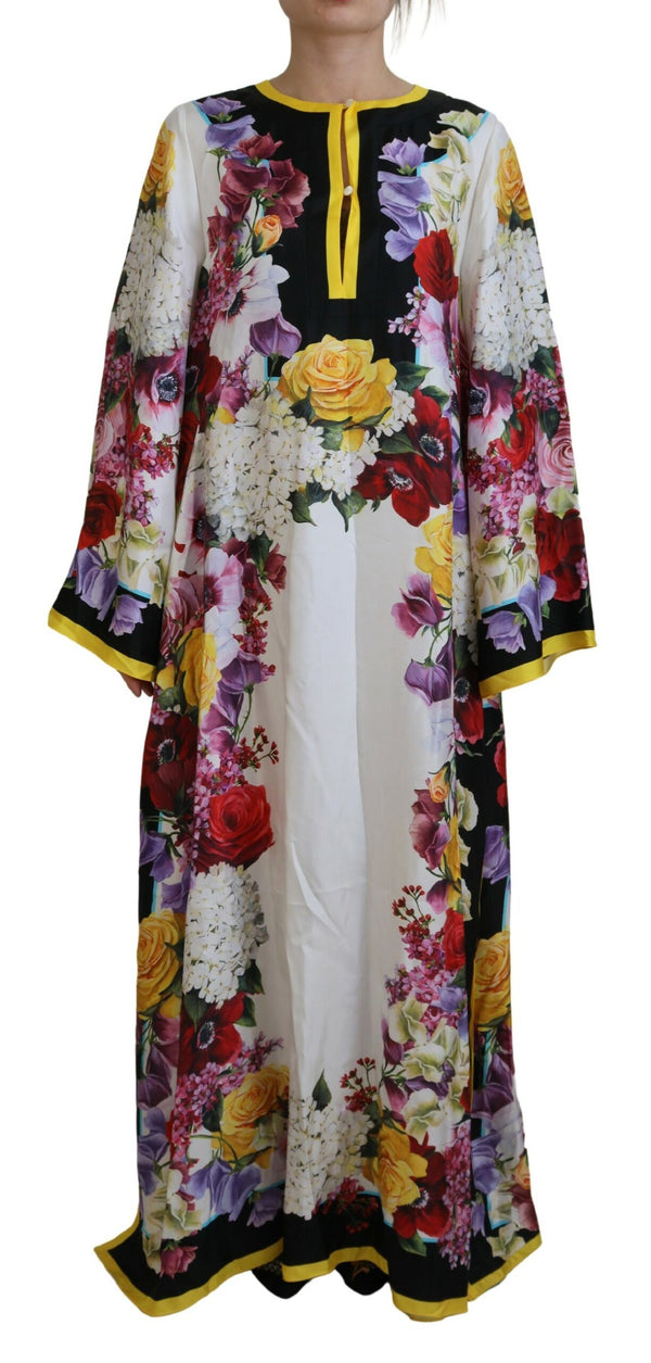 Dolce & Gabbana Elegant Silk Long Sleeve Kaftan Dress